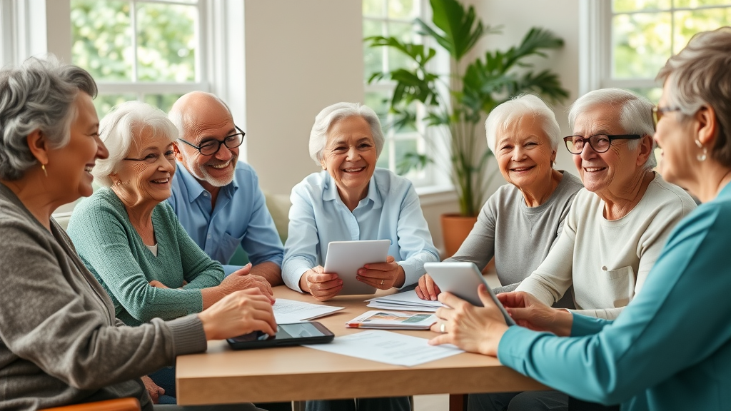 Diverse seniors discussing healthcare plans and medicare open enrollment 2026 with a trusted advisor